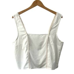 Marine Layer women’s Stella Tank top XL off white hemp blend cropped new NWT